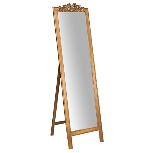 Biscottini Bodenspiegel Schlafzimmer 52 x 5 x 177 cm | Bodenspiegel mit Holzrahmen | Langer Spiegel vom Boden von Biscottini