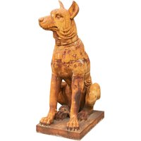 Alte Statue eines sitzenden Hundes aus Gusseisen von BISCOTTINI