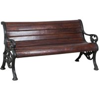 Außenbank 145x65x77 cm Gusseisen- und Holzbank Gartenbank Eingangsbank Armlehnen Bank Rustikaler Stil Innensofa 2-Sitzer-Stuhl von BISCOTTINI