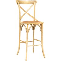 Barhocker aus massivem Thonet Eschenholz und Rattansitz mit natürlicher Oberfläche L 46 x PR 42 x H 118 cm von BISCOTTINI