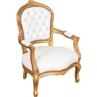 Barocker Bettsessel 73x50x51 cm Louis xvi Stuhl Französischer Stil Polstersessel Zimmer Mini-Sessel mit Armlehnen von BISCOTTINI