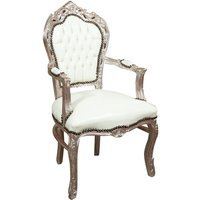 Barocker Bettsessel gepolsterter Sessel im französischen Stil Louis XVI-Sessel mit Holzarmlehnen Schlafzimmerstuhl 60x60x107 cm - Weiß von BISCOTTINI