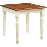 Fester Tisch im Country-Stil aus massivem Lindenholz mit antikierter weißer Struktur und Platte aus Nussholz. Made in Italy von BISCOTTINI