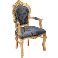 Barocker Bettsessel gepolsterter Sessel im französischen Stil Louis XVI-Sessel mit Holzarmlehnen Schlafzimmerstuhl 60x60x107 cm - grau blau und gold von BISCOTTINI