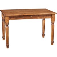 Ländlicher Schreibtisch aus massivem Lindenholz mit Nussbaum-Finish L120xPR80xH80 cm. Made in Italy von BISCOTTINI