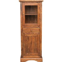 Landhausvitrine aus massivem Lindenholz in Nussbaumoptik L55xPR43xH150 cm. Made in Italy von BISCOTTINI