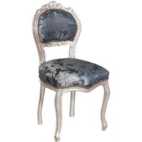 Biscottini - Louis xvi Holzstuhl 90x42x45 Silberner Stuhl Französischer Stil Schlafzimmersessel Barockstühle Blauer gepolsterter Sessel Biscottini - Louis xvi Holzstuhl 90x42x45 Silberner Stuhl Französischer Stil Schlafzimmersessel Barockstühle Blauer gepolsterter Sessel von BISCOTTINI