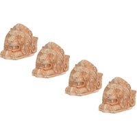 Biscottini - Set von 4 Füßen Löwenkopf Vase Untertasse in toskanischen Terrakotta 100% Made in Italy vollständig handgefertigt von BISCOTTINI