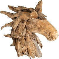 Biscottini - Skulptur in Form eines Pferdekopfes aus Teakholz, das aus dem Meer zurückgebracht wurde von BISCOTTINI