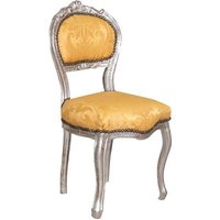 Biscottini - Louis xvi Holzstühle 90x45x42 cm Antiker silberner Stuhl Gepolsterter Stuhl Französischer Stil Gepolsterter Schlafzimmersessel - gelb von BISCOTTINI