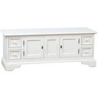 Biscottini - TV-Ständer im Country-Stil aus massivem Lindenholz mit antikiertem weißem Finish L150xPR51xH56 cm. Made in Italy von BISCOTTINI