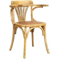 Thonet-Stuhl mit Armlehnen aus massiver Esche mit Eiche-Dekor und Rattansitz - antikes weiß von BISCOTTINI
