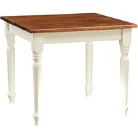 Tisch im Country-Stil aus massivem Lindenholz mit antikierter weißer Struktur und Platte aus Nussholz. Made in Italy von BISCOTTINI