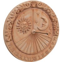 Wandsonnenuhr aus Terrakotta. Solarsonnenuhr zum Aufhängen. Hergestellt in Italien. Handgefertigte Gartendekoration. Frostschutz von BISCOTTINI