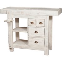 Biscottini - Werkbank im Country-Stil aus massivem Lindenholz mit antikiertem weißem Finish L116xPR63xH90 cm. Made in Italy von BISCOTTINI
