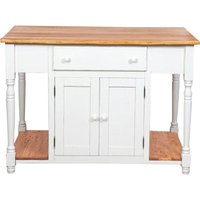 Doppelseitige Werkbank aus massivem Lindenholz mit antikierter weißer Struktur und Platte mit natürlichem Finish L130xPR80xH88 c von BISCOTTINI