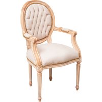 Gepolsterter Sessel 101x58x56 cm Barock Stuhl Wohnzimmer Sessel Holzstuhl Französischer Louis XVI-Stil Schlafzimmersessel - Weiß von BISCOTTINI