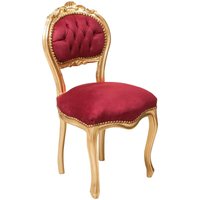 Goldfarbener Wohnzimmer Sessel Louis xvi 90x45x42 cm Holzstuhl französischer Stil Schlafzimmer Sessel gepolsterter Barocksessel - Rot und Gold von BISCOTTINI