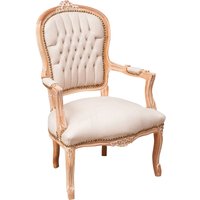 Gepolsterter Sessel im französischen Stil, Sessel mit Holzarmlehnen, Lesesessel, gepolsterter Schlafzimmerstuhl 100 x 65 x 63 cm - weiß von BISCOTTINI