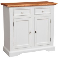 Küchenschrank im Country-Stil aus massivem Lindenholz mit antikierter weißer Struktur und Platte mit natürlichem Finish L110xPR4 von BISCOTTINI