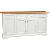 Küchenschrank im Country-Stil aus massivem Lindenholz mit antikierter weißer Struktur und Platte mit natürlichem Finish L202xPR4 von BISCOTTINI