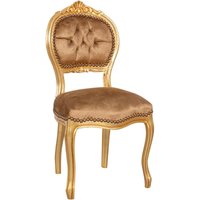 Louis xvi Holzstuhl 90x45x42 Gold Wohnzimmer Sessel Retro-Polstersessel Französischer Stil Samt-Schlafzimmerstuhl Esszimmerstuhl von BISCOTTINI