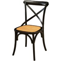 Biscottini - Moderner Stuhl aus Eschenholz und Rattan 88x48x52 Vintage-Esszimmer- und Küchenstuhl, rustikale Thonet-Stühle Antikschwarz von BISCOTTINI