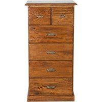 Rustikale Kommode aus massivem Lindenholz mit Nussbaum-Finish L63xPR41xH120 cm. Made in Italy von BISCOTTINI