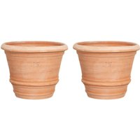 Set 2 Glatte Terrakotta-Vase, Outdoor-Blumentopf runde Vase Garten Pflanzgefäß runde Vase für Blumen handgefertigt Made in Italy von BISCOTTINI