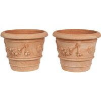 Set 2 Runde Terrakotta-Vase, Außenvase, 30x25 cm Gartenpflanzgefäß, handgefertigt, Made in Italy, Balkonvase mit Blumen Pflanzer von BISCOTTINI