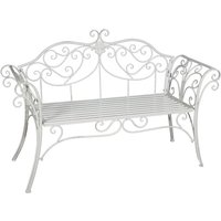 Eisenbank für den Außenbereich, 133x47x90 cm, Sofa für Garten und Eingangsbereich, weiße Metallbank, 2-Sitzer-Stuhl den Innen von BISCOTTINI