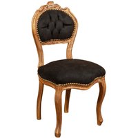 Goldfarbener Wohnzimmer Sessel Louis XVI 90x45x42 cm Holzstuhl französischer Stil Schlafzimmer Sessel gepolsterter Barocksessel - schwarz und antikes von BISCOTTINI