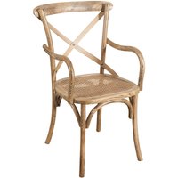 Vintage-Thonet-Stuhl aus Holz und Rattan, 89x50x43 cm, rustikaler Sessel mit Armlehnen, Küchen-Esszimmerstuhl, moderner Stuhl - hellem Nussholz von BISCOTTINI
