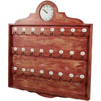 Biscottini - Wandtafel mit Uhr aus Holz in antikem Rot von BISCOTTINI