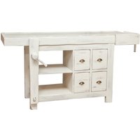 Werkbank im Country-Stil aus massivem Lindenholz mit antikiertem weißem Finish L184xPR74xH92 cm. Made in Italy Werkbank im Country-Stil aus massivem Lindenholz mit antikiertem weißem Finish L184xPR74xH92 cm. Made in Italy von BISCOTTINI