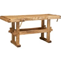 Werkbank im Country-Stil aus massivem Lindenholz mit natürlichem Finish L194xPR84xH90 cm. Made in Italy von BISCOTTINI