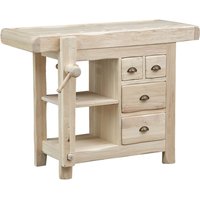 Werkbank im Country-Stil aus rohem massivem Lindenholz L116xPR63xH90 cm. Made in Italy von BISCOTTINI