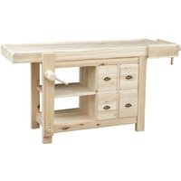 Werkbank im Country-Stil aus rohem massivem Lindenholz L188xPR74xH92. Made in Italy von BISCOTTINI
