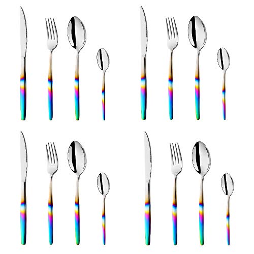 BISDARUN Edelstahl-Besteck regenbogenfarbener Griff 4 Personen Besteck-Set 16-teilig umweltfreundliches Besteckservice für 4 Set für Party, Outdoor, Camping, Reisen Spülmaschinenfest BISDARUN Edelstahl-Besteck regenbogenfarbener Griff 4 Personen Besteck-Set 16-teilig umweltfreundliches Besteckservice für 4 Set für Party, Outdoor, Camping, Reisen Spülmaschinenfest von BISDARUN