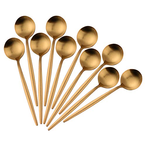 BISDARUN Gold Kaffeelöffel Edelstahl Teelöffel Mini Kuchen Löffel Spiegel Poliert Teelöffel Set von 10 von BISDARUN