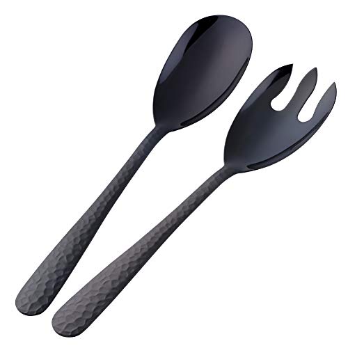 BISDARUN Salatbesteck Set, 2 Stück Schwarz Salat Servierset aus Edelstahl, Salatlöffel und Salatgabel von BISDARUN