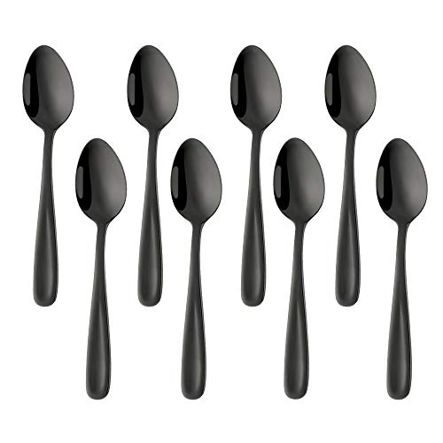 BISDARUN Teelöffel Set Schwarz 8 Stück Edelstahl Kaffeelöffel Mokkalöffel Kuchenlöffel 13,5 CM von BISDARUN