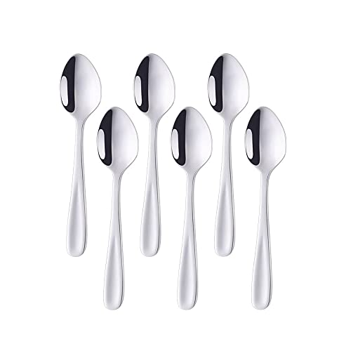 BISDARUN Silber Teelöffel Espressolöffel 18/10 Edelstahl 6er Set Kleine Kaffeelöffel Dessertlöffel 13,5cm / 5,3 Zoll von BISDARUN