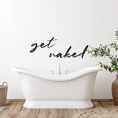 BISKAMI Wandzitat | Get Naked | Badezimmer-Dekoration | Schlafzimmer-Wanddekoration (Schwarz) von BISKAMI