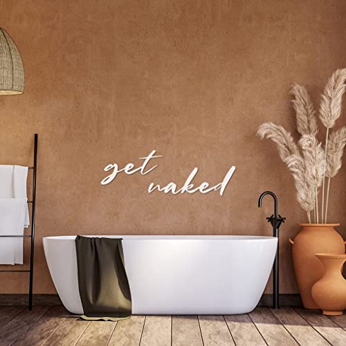 BISKAMI Wandzitat | Get Naked | Badezimmer-Dekoration | Schlafzimmer-Wanddekoration (Weiß) von BISKAMI
