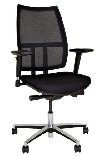 BISLEY Bürodrehstuhl Maxime, Netzbezug, Aluminium poliertes Fußkreuz, Metall, 733 Schwarz, 66 x 66 x 44 cm von BISLEY