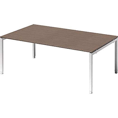 BISLEY Cito Chefarbeitsplatz/Konferenztisch, 650-850 mm höheneinstellbares U-Gestell, Metall, Wn396 Dekor Nußbaum, Gestell Verkehrsweiß, 120 x 200 x 85 cm von BISLEY