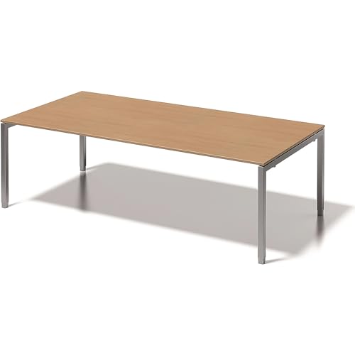 BISLEY Cito Chefarbeitsplatz/Konferenztisch, 650-850 mm höheneinstellbares U-Gestell, Metall, Bc355 Dekor Buche, Gestell Silber, 120 x 240 x 85 cm von BISLEY