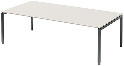 BISLEY Cito Chefarbeitsplatz/Konferenztisch, 650-850 mm höheneinstellbares U-Gestell, Metall, Gw334 Dekor Grauweiß, Gestell Anthrazitgrau, 120 x 240 x 85 cm von BISLEY
