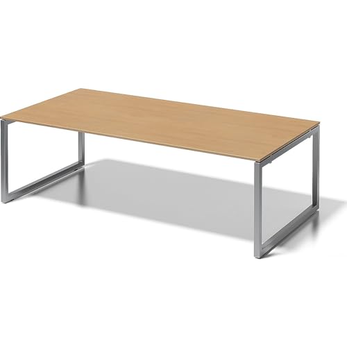 BISLEY Cito Chefarbeitsplatz/Konferenztisch, 740 mm höhenfixes O-Gestell, Metall, Bc355 Dekor Buche, Gestell Silber, 120 x 240 x 74 cm von BISLEY